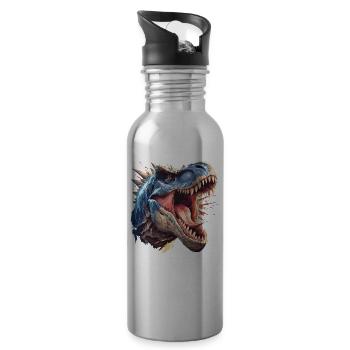 Dino Saurier Dinosaurier - Trinkflasche mit integriertem Trinkhalm - Lightsilver - Rechts