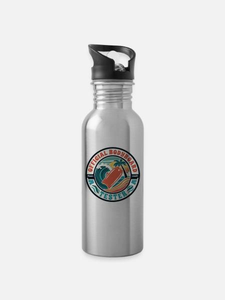Bodyboarding Bodyboarder Official Bodyboard Tester - Trinkflasche mit integriertem Trinkhalm - Lightsilver