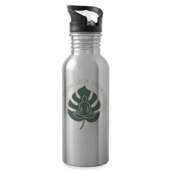 Wachse Ruhig, Werde Stark Meditation - Trinkflasche mit integriertem Trinkhalm - Lightsilver - Rechts