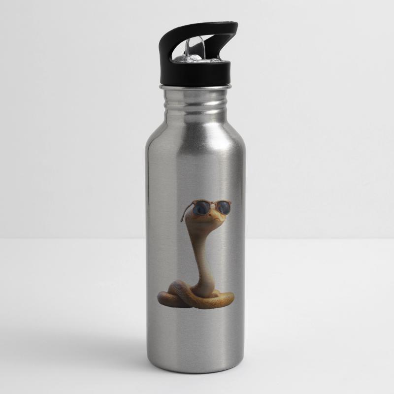 Schlange Python Kobra Klapperschlange Schlangen Trinkflasche mit integriertem Trinkhalm