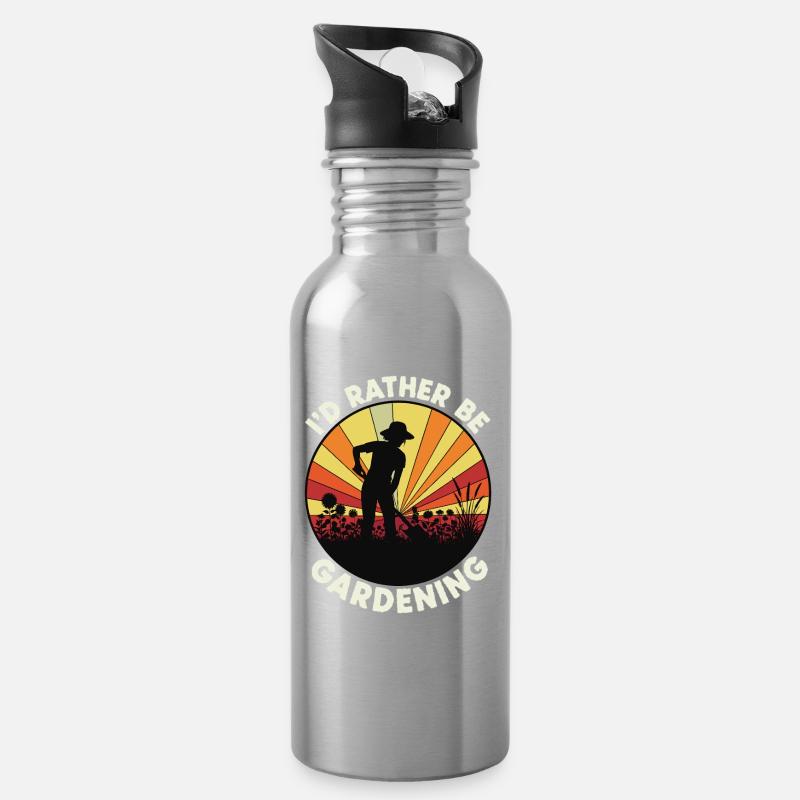 Gartenarbeit mit Humor Motiv - Trinkflasche mit integriertem Trinkhalm - Lightsilver