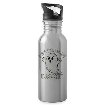 Funny ghost print for humor shirts - Water bottle with straw - silver - Right