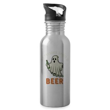 Humorous ghost drink print - Water bottle with straw - silver - Right