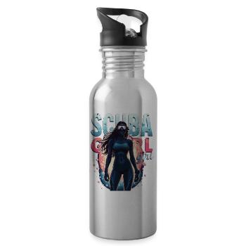 Scuba Girl Taucherin Design - Trinkflasche mit integriertem Trinkhalm - Lightsilver - Rechts