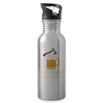 Lustige Axt Werfen Meme Ax Mir Alles Scharfe - Trinkflasche mit integriertem Trinkhalm - Lightsilver - Rechts