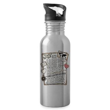 Ich Liebe Dich Mehr Als Reisen Humor - Trinkflasche mit integriertem Trinkhalm - Lightsilver - Rechts