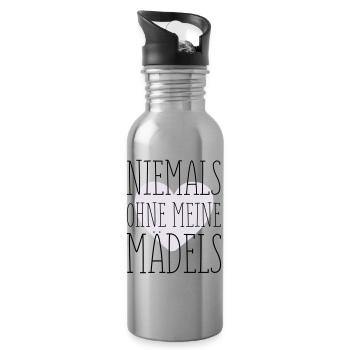 Meine Mädels Spruch - Trinkflasche mit integriertem Trinkhalm - Lightsilver - Rechts