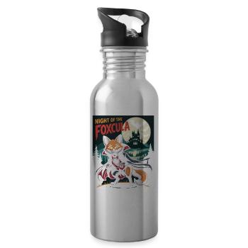 Fuchs Nacht am Schloss mit Vampiren - Trinkflasche mit integriertem Trinkhalm - Lightsilver - Rechts