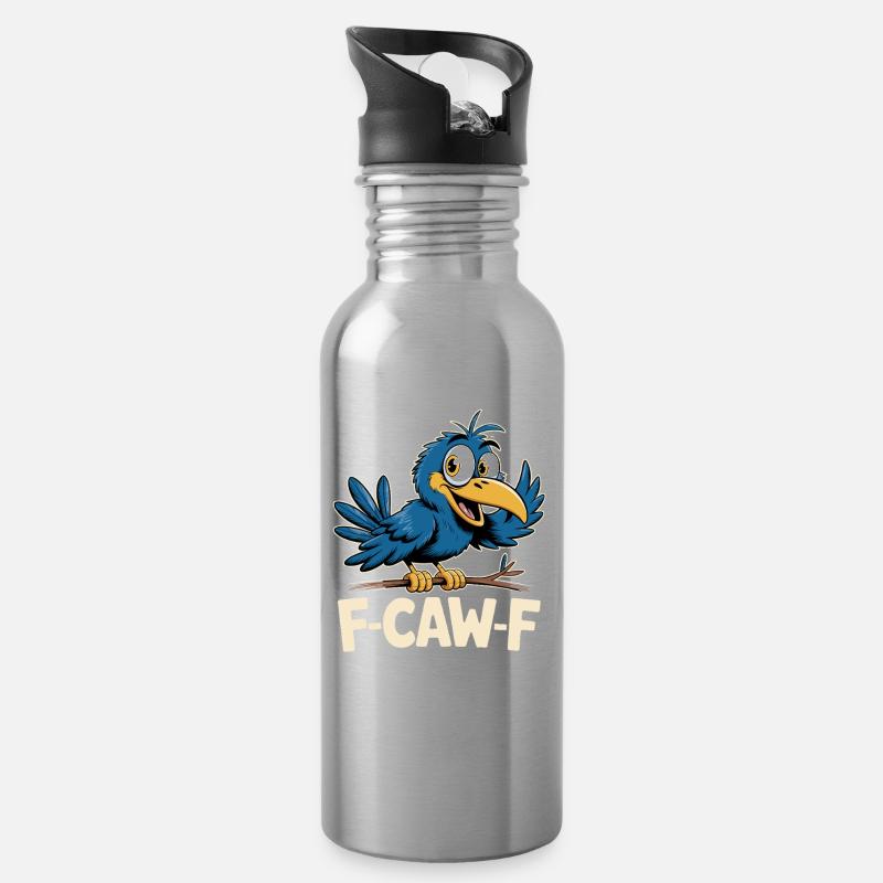 F-Caw-F Meme Crow - Gourde avec paille intégrée - argent clair