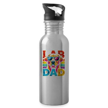 Labrador Dad Lunettes de soleil arc-en-ciel, père - Gourde avec paille intégrée - argent clair - Droite