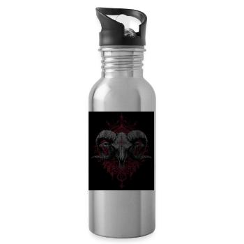 Dunkler Ramenschädel  - Trinkflasche mit integriertem Trinkhalm - Lightsilver - Rechts