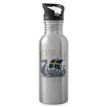Schweden ruft ich muss los Spruch - Trinkflasche mit integriertem Trinkhalm - Lightsilver - Rechts