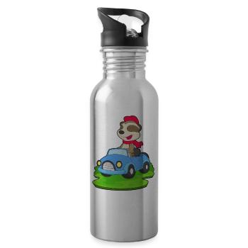 Meerkat Car - Water bottle with straw - silver - Right