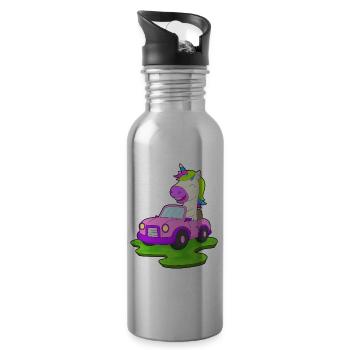 Unicorn Car - Water bottle with straw - silver - Right