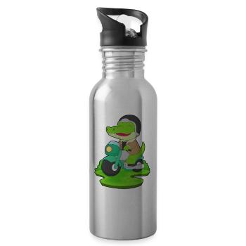 Crocodile Scooter - Gourde avec paille intégrée - argent clair - Droite