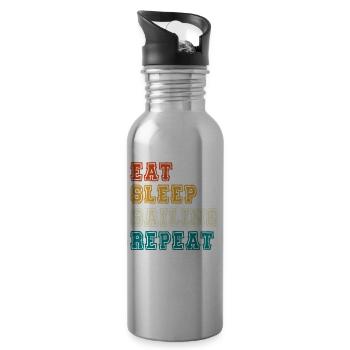 Eat Sleep Sailing Repeat - Water bottle with straw - silver - Right