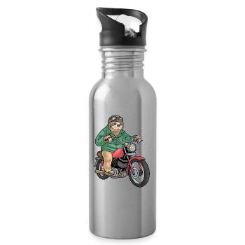 Moto paresseux - Gourde avec paille intégrée - argent clair - Droite