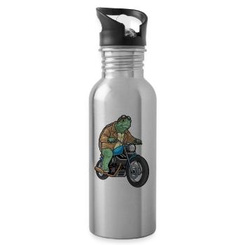 Turtle Motorcycle - Water bottle with straw - silver - Right