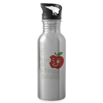 Dirty Teacher Naughty Humor Nsfw Rude - Water bottle with straw - silver - Right