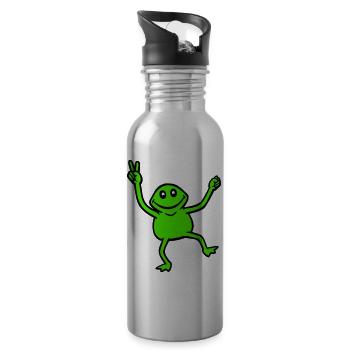 grenouille paix signe de la main symbole victoire mains mignon - Gourde avec paille intégrée - argent clair - Droite