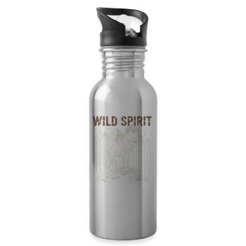 Wild Spirit Wolf Mondwald - Trinkflasche mit integriertem Trinkhalm - Lightsilver - Rechts