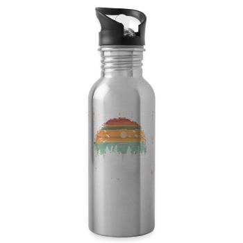 Retro Outdoor Wilderness Bärenbäume - Trinkflasche mit integriertem Trinkhalm - Lightsilver - Rechts