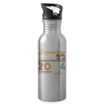 October 2004 Vintage Retro Birthday Gift - Water bottle with straw - silver - Right