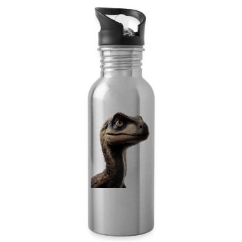 Raptor Velociraptor Dinosaur Dino Raptors - Water bottle with straw - silver - Right