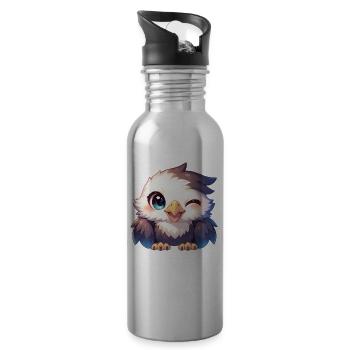 Adler - Trinkflasche mit integriertem Trinkhalm - Lightsilver - Rechts