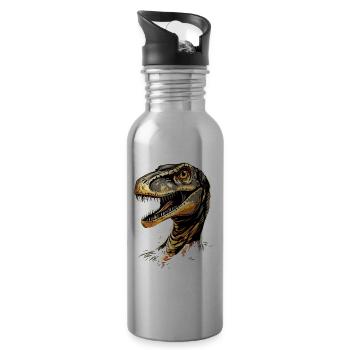 Raptor Velociraptor Dinosaur Dino Raptors - Water bottle with straw - silver - Right