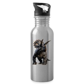 Triceratops Dinosaur Dinos Triceratops Dino - Water bottle with straw - silver - Right