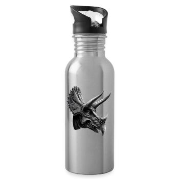 Triceratops Dinosaur Dinos Triceratops Dino - Water bottle with straw - silver - Right