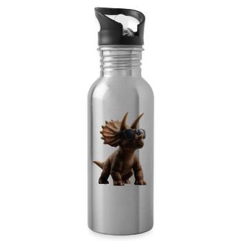 Triceratops Dinosaur Dinos Triceratops Dino - Water bottle with straw - silver - Right