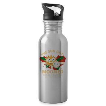 Sun Mooned Total Eclipse 8/12/26 - Water bottle with straw - silver - Right