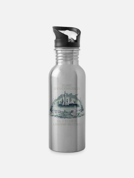 Zone entdeckt: Verbuggte Stadt-Ruinen - Trinkflasche mit integriertem Trinkhalm - Lightsilver