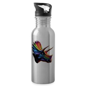 Triceratops Dinosaur Dinos Triceratops Dino - Water bottle with straw - silver - Right