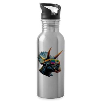 Triceratops Dinosaur Dinos Triceratops Dino - Water bottle with straw - silver - Right
