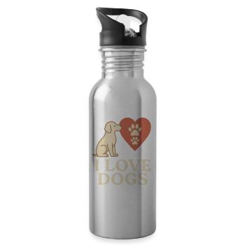 J’aime les chiens – Dog Lover Design - Gourde avec paille intégrée - argent clair - Droite