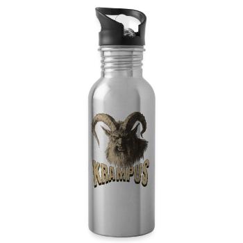 Krampus – Traditionelles Alpen-Design - Trinkflasche mit integriertem Trinkhalm - Lightsilver - Rechts