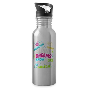 Alpine Dreams | Winter Ski Design - Water bottle with straw - silver - Right
