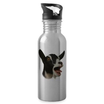 Goat Goat Breeding Goat Farmer Black Goat - Water bottle with straw - silver - Right
