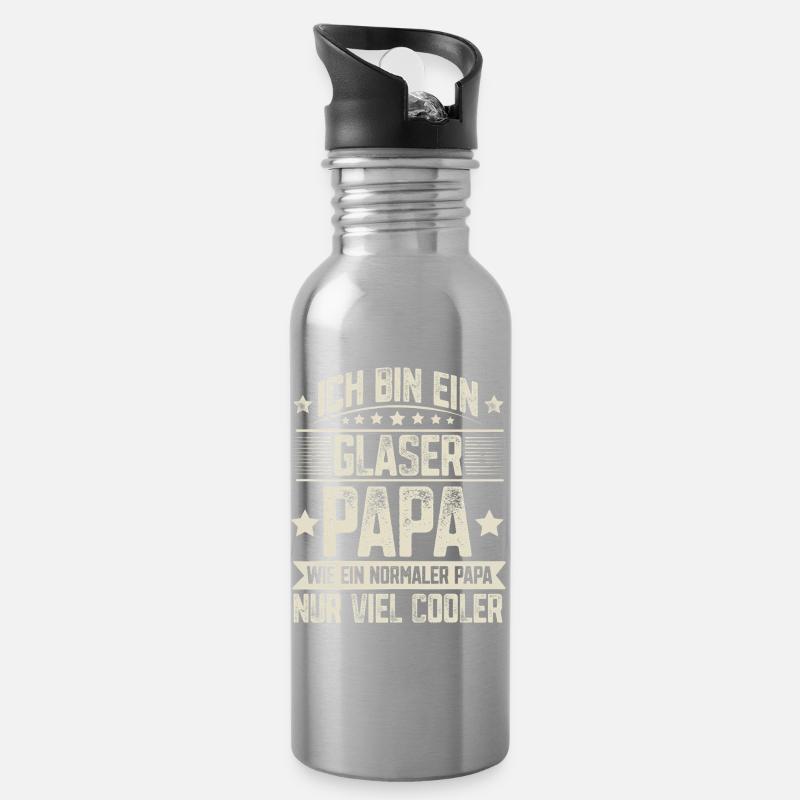 Glaser Papa - Trinkflasche mit integriertem Trinkhalm - Lightsilver