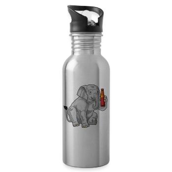 Elefant Flasche Bier - Trinkflasche mit integriertem Trinkhalm - Lightsilver - Rechts