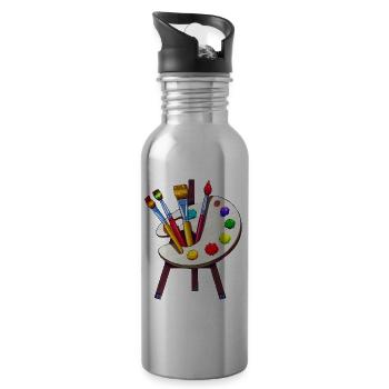 Staffelei - Trinkflasche mit integriertem Trinkhalm - Lightsilver - Rechts