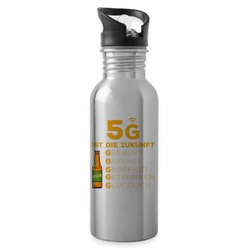 5G ist die Zukunft / Lustiger Bier Spruch, Humor - Trinkflasche mit integriertem Trinkhalm - Lightsilver - Rechts