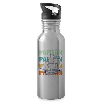 PAPITÄN Sailing Ship / Father, Daddy - Water bottle with straw - silver - Right