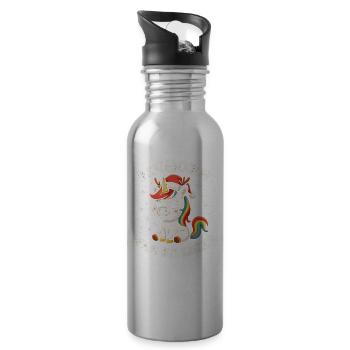 Weihnachten Spruch Humor Einhorn Lustig Rentier - Trinkflasche mit integriertem Trinkhalm - Lightsilver - Rechts