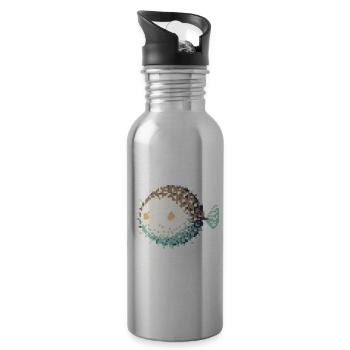 Passiv: süß, doch gefährlich | Kugelfisch - Water bottle with straw - silver - Right