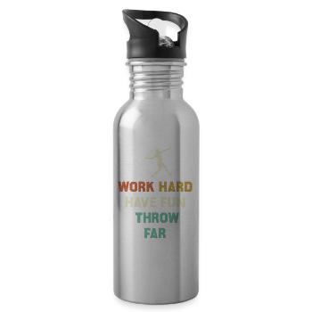 Work Hard, Throw Far Motif - Water bottle with straw - silver - Right