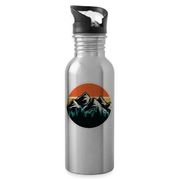 Hiking Hiker Mountaineer Gift - Water bottle with straw - silver - Right